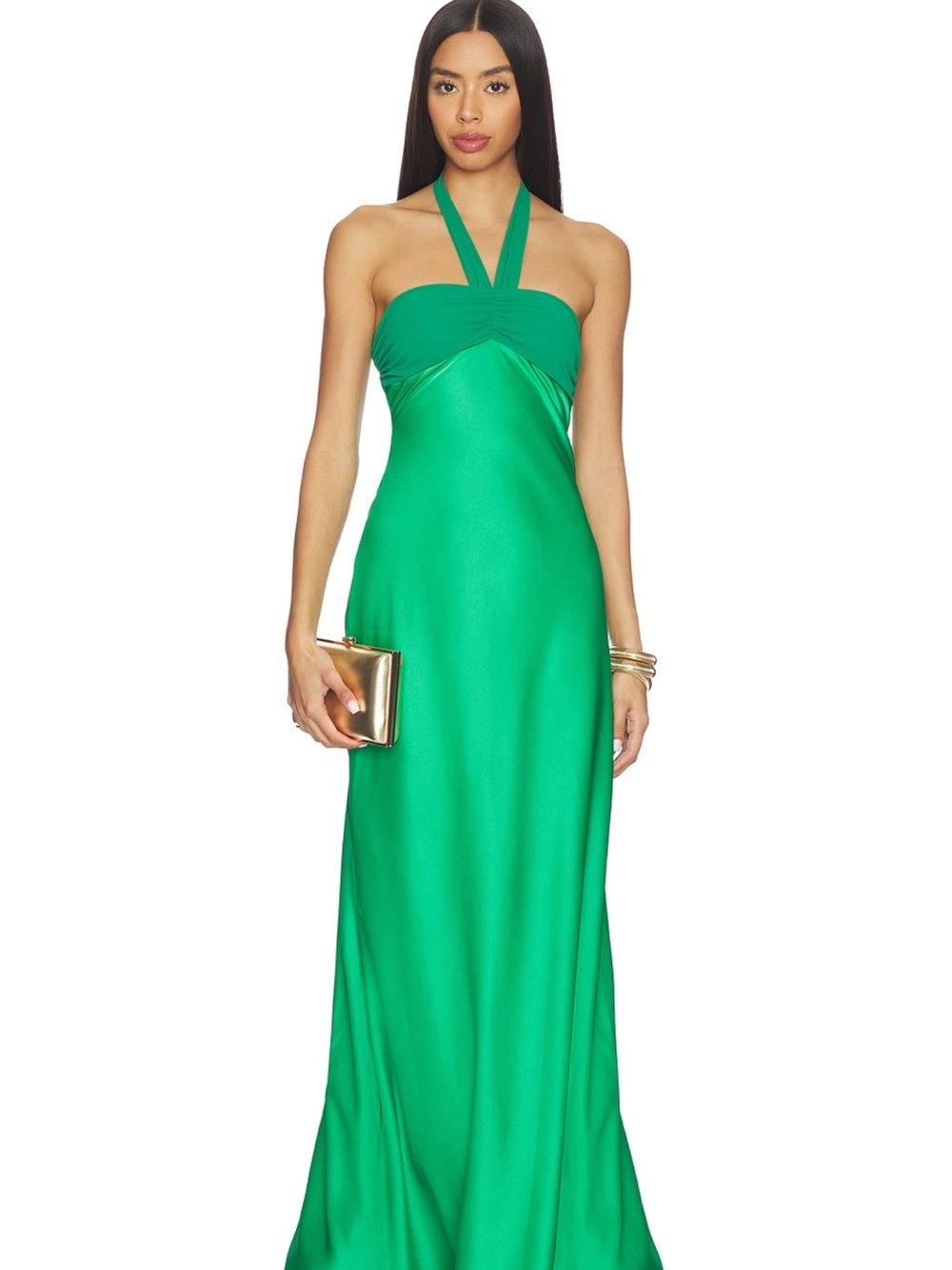 Revolve Runaway The Label Green Halter Evening Gown - Elegant Maxi Dress